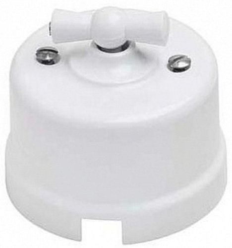 Выключатель-ретро пластик Bironi Лизетта 1-кл. белый картинка